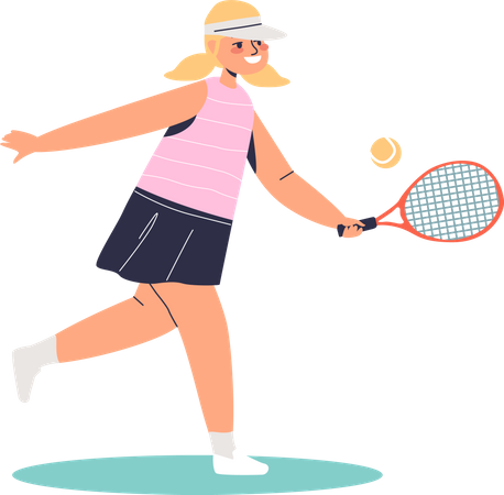 Menina jogando tênis  Ilustração