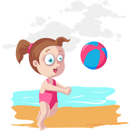 Menina jogando vôlei de praia  Ilustração