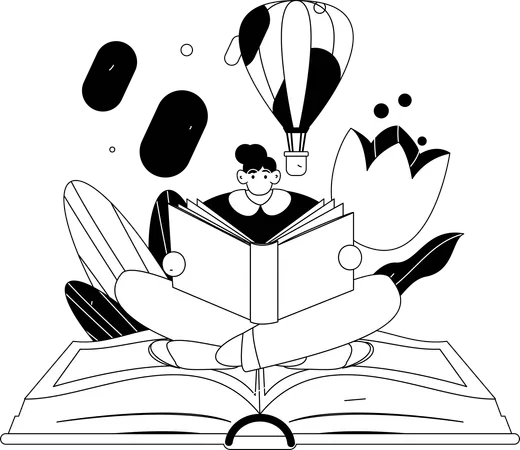 Leitor de livros para meninas  Ilustração