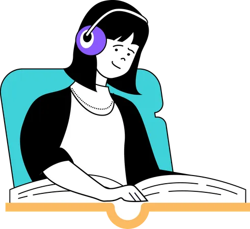 Menina lendo livro on-line  Ilustração