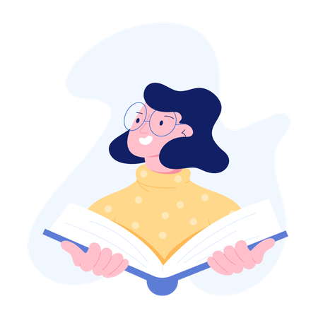 Livro de leitura de menina  Ilustração