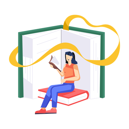 Menina leu livro  Ilustração