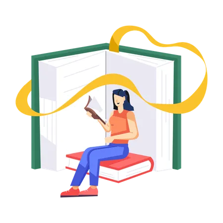 Menina leu livro  Ilustração