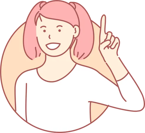 Menina levantando um dedo  Ilustração