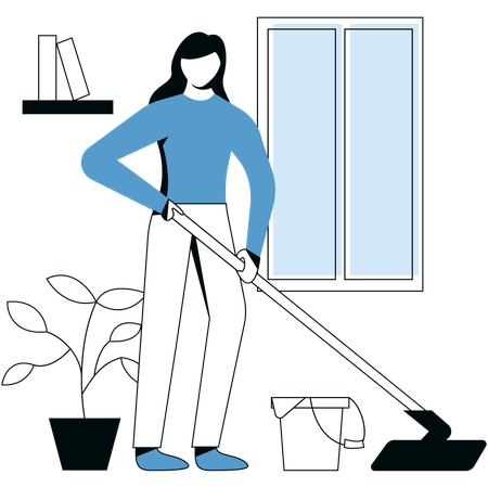 Menina limpando casa  Ilustração