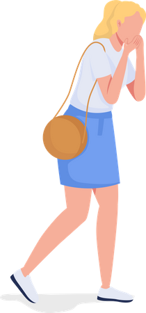 Menina loira tendo colapso nervoso  Ilustração