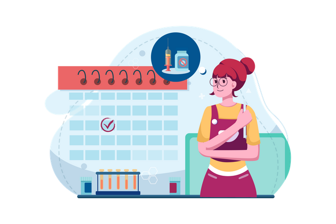 Menina marcou consulta para vacina  Illustration