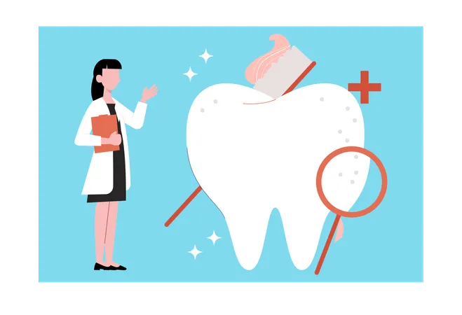 Um Medico Esta Com Uma Lima Dentaria Ilustração