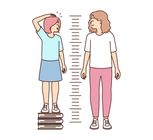 Menina medindo altura  Ilustração