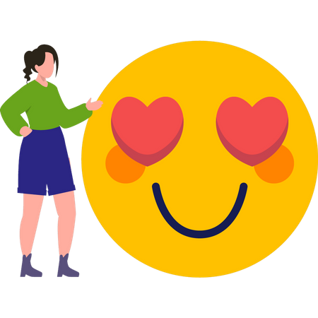 Garota mostrando emoji de amor  Ilustração