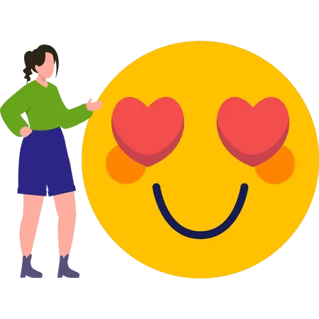 Garota Mostrando Emoji De Amor Ilustração