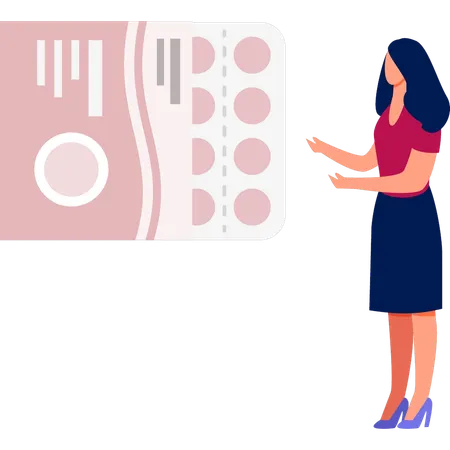 Menina mostrando suplemento  Ilustração