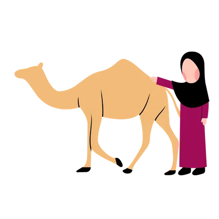 Menina muçulmana com camelo  Ilustração