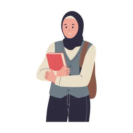 Estudante muçulmana com hijab  Ilustração