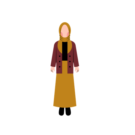 Menina muçulmana vestindo casaco de inverno  Ilustração