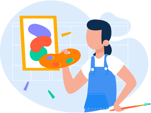 Menina na aula de arte  Ilustração