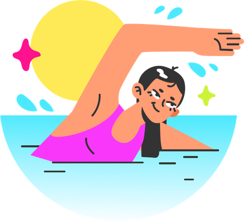 Menina nadando na piscina  Ilustração