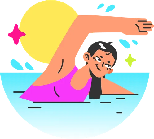 Menina nadando na piscina  Ilustração