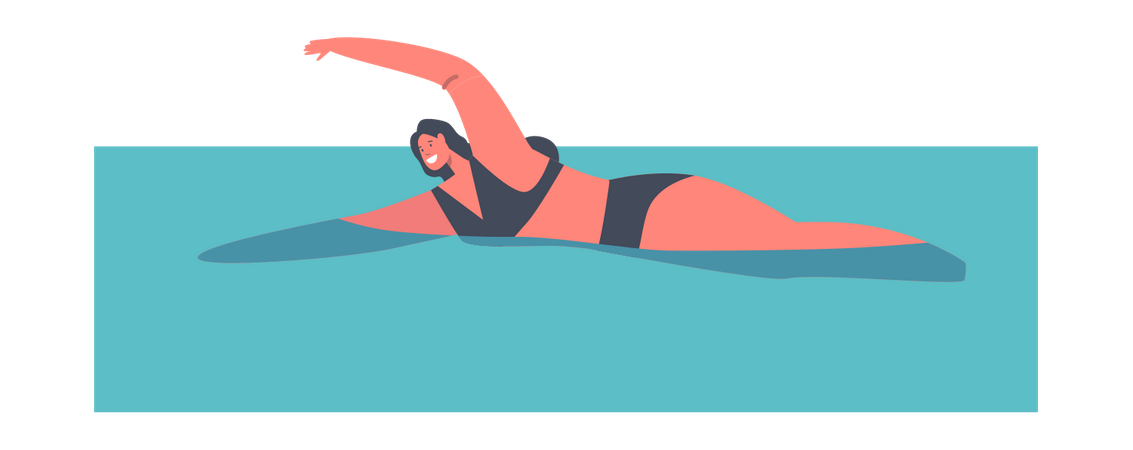 Menina nadando na piscina  Ilustração
