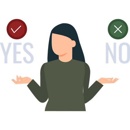 Menina não sabe sobre sim ou não  Ilustração