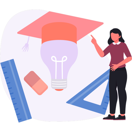 Menina recebendo ideias de educação  Ilustração
