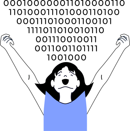 Menina olhando para linguagem de codificação  Illustration
