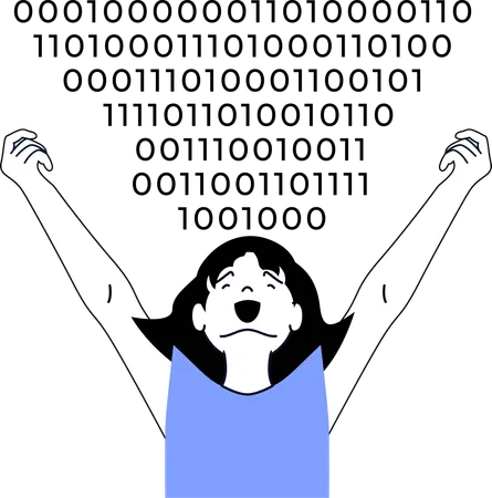 Menina olhando para linguagem de codificação  Illustration