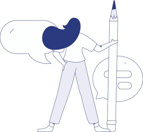 Menina pensando sobre plano de negócios  Ilustração