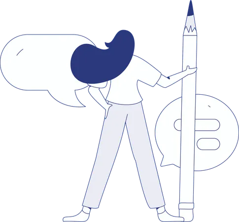 Menina pensando sobre plano de negócios  Ilustração