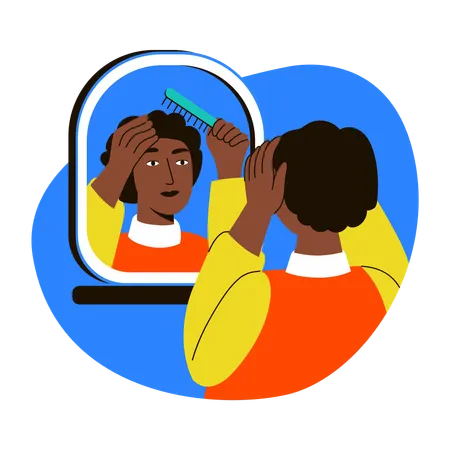 Menina penteando o cabelo  Ilustração