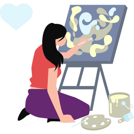 Menina pintando a bordo  Ilustração