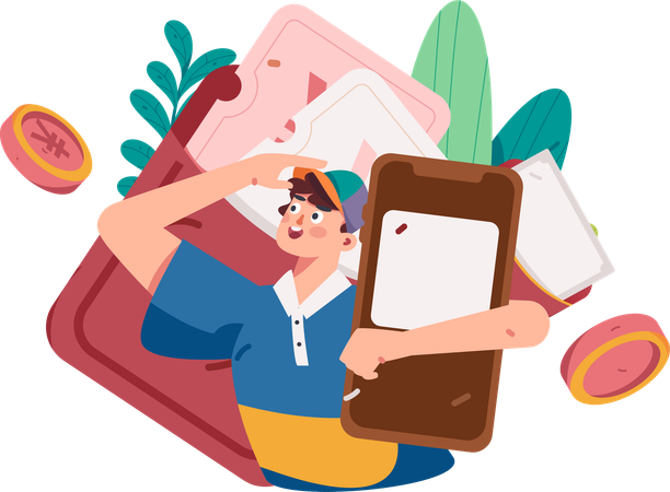 Menina postando presente em envelope vermelho nas redes sociais  Illustration
