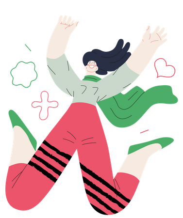 Menina pulando de alegria  Ilustração