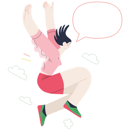Menina pulando no ar  Ilustração