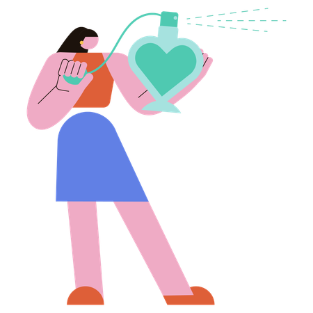 Menina pulverizando perfume  Ilustração