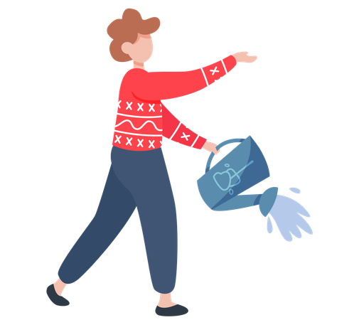 Menina regando planta  Ilustração