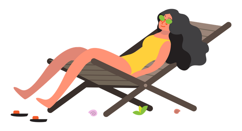 Garota relaxando na cadeira  Ilustração