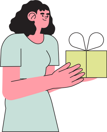 Menina segurando uma caixa de presente  Ilustração
