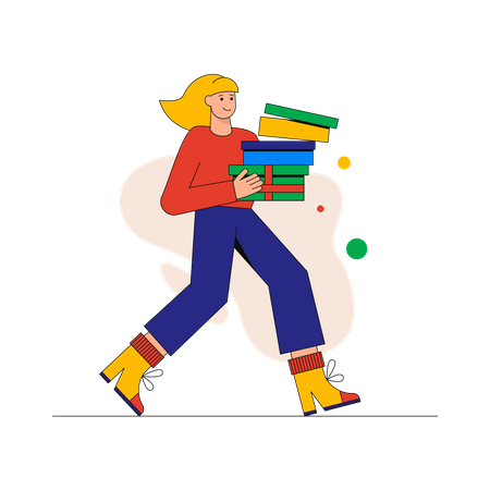 Menina segurando caixas de compras na mão  Ilustração