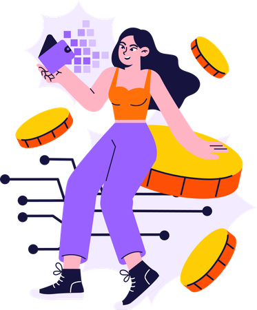Menina segurando carteira  Ilustração