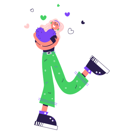 Menina segurando coração  Ilustração