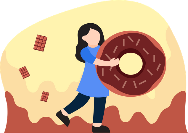 Menina segurando donut  Illustration