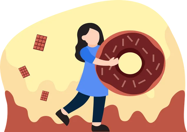 Menina segurando donut  Illustration