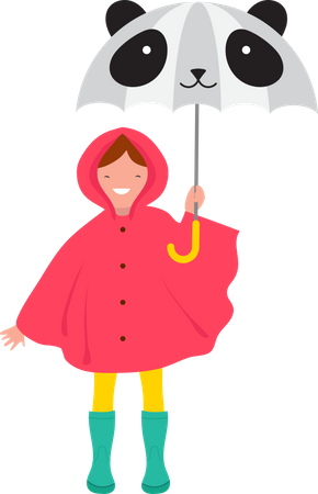 Menina segurando guarda-chuva  Ilustração