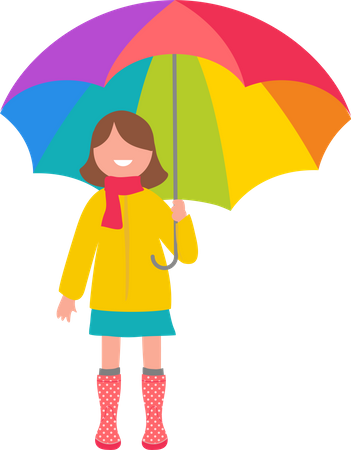 Menina segurando guarda-chuva  Ilustração