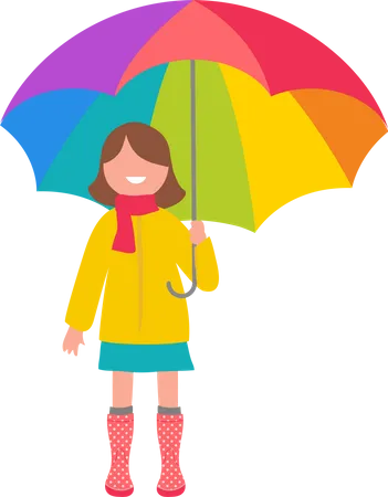 Menina segurando guarda-chuva  Ilustração