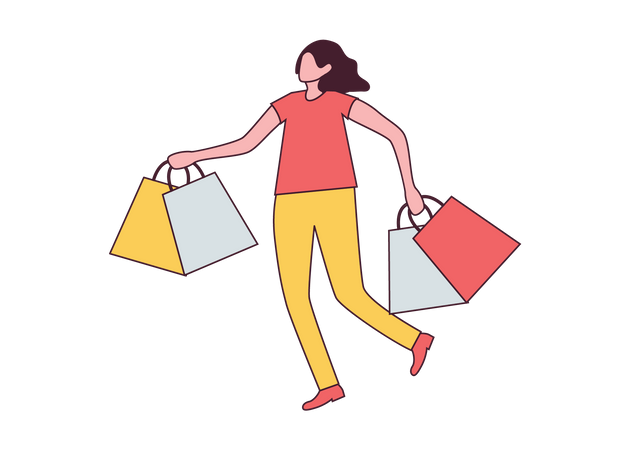 Menina segurando sacola de compras  Ilustração