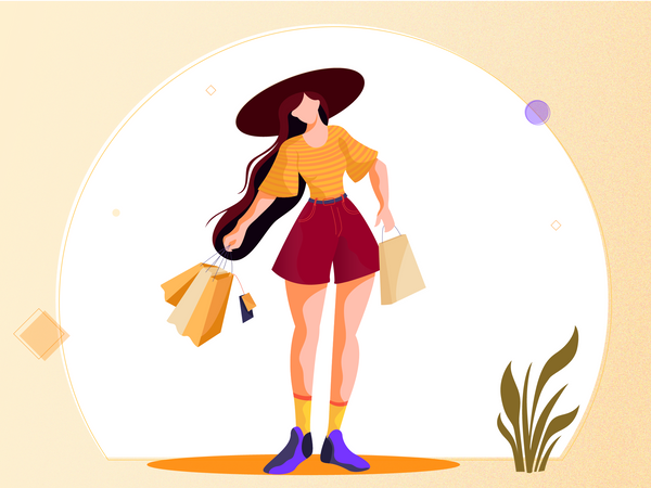 Menina segurando sacolas de compras  Illustration