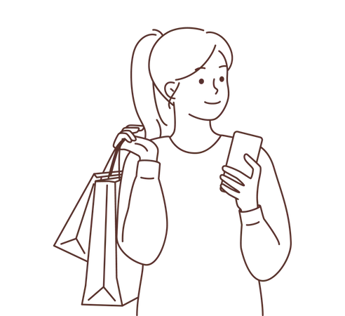 Menina segurando sacolas de compras  Illustration