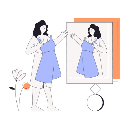 Garota selecionando roupas para vestir  Ilustração